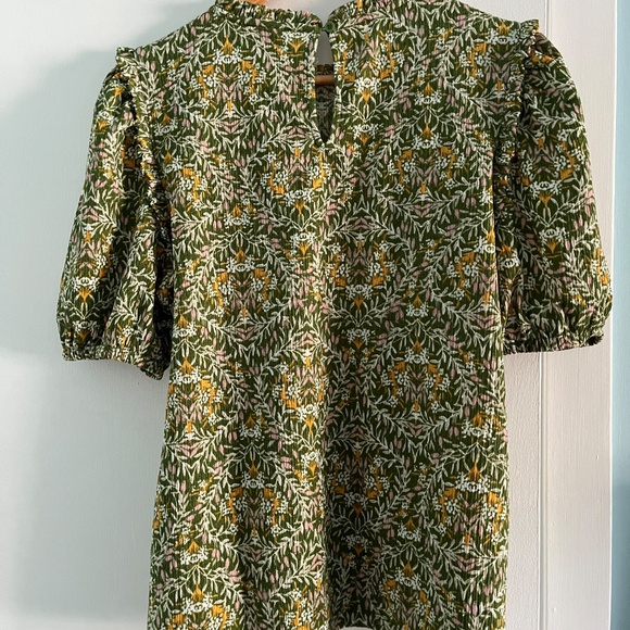 Loft Outlet Ruffled Floral Short Sleeve Top, L - Picture 6 of 7